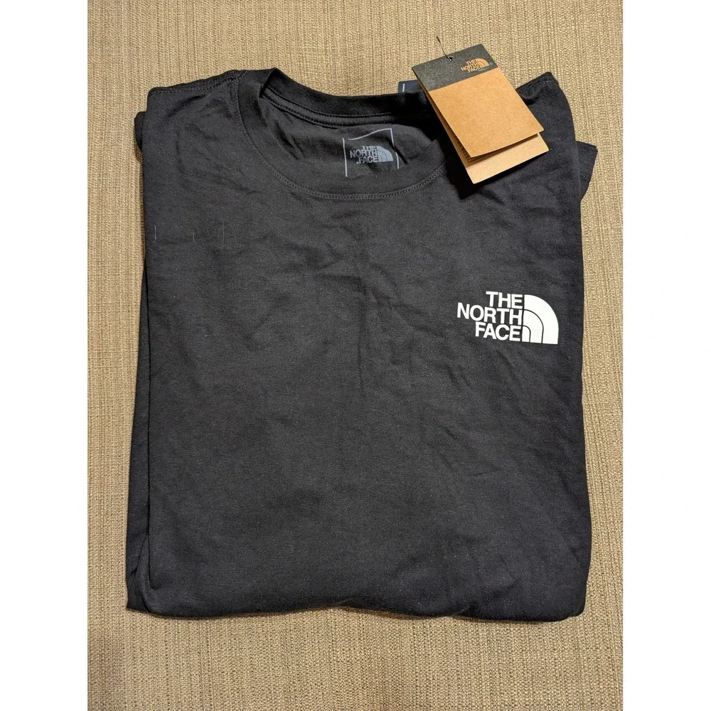 NWT The North Face Mens Large Evolution Throwback Long Sleeve Graphic Tee Black